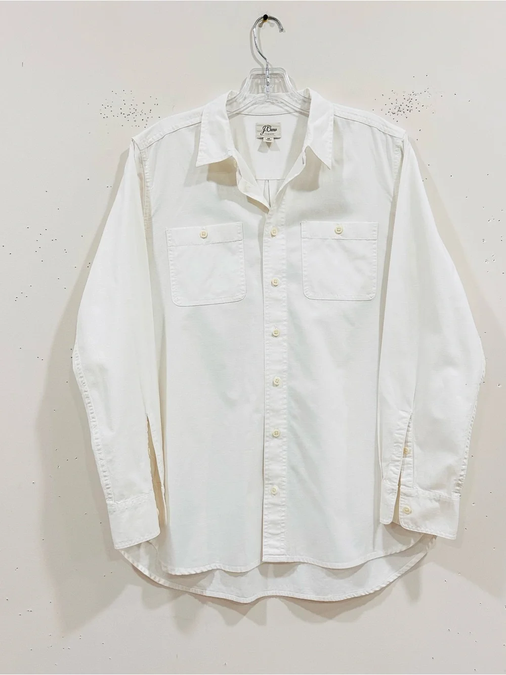 J.Crew Men's Off-White Utility Workshirt Size M 100% Cotton Long Sleeve